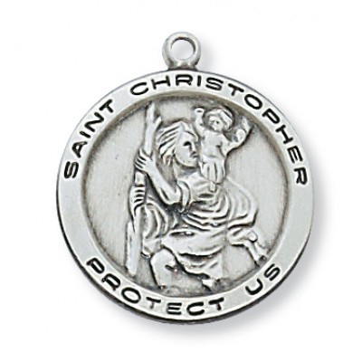 Sterling Silver Saint Christopher 24" Chain & Gift Box Necklace - 735365517695 - L515CH-24