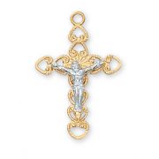 Gold Plated Sterling Silver Crucifix 18 inch Chain
