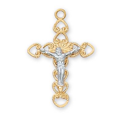 Gold Plated Sterling Silver Crucifix 18 inch Chain - 735365183371 - J6086