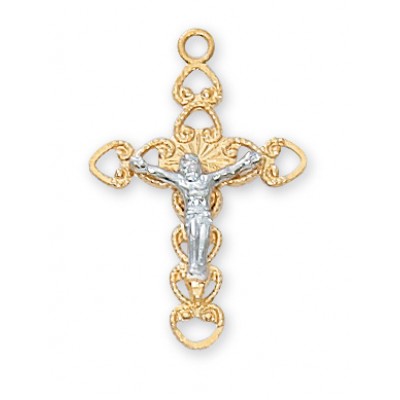 Gold Plated Sterling Silver Crucifix 18 inch Chain - 735365183371 - J6086