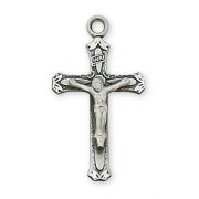Sterling Silver 1in. Crucifix 18 inch Necklace & Gift Box