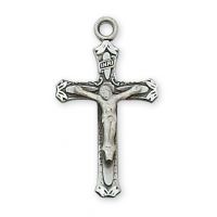 Sterling Silver 1in. Crucifix 18 inch Necklace & Gift Box