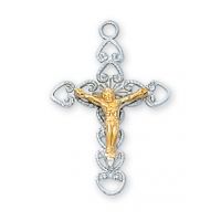 Silver 7/8 inch 2-Tone Corpus Crucifix w/18 inch Necklace Chain