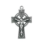Sterling Silver 1-7/16 inch Celtic Crucifix 24 inch Necklace Chain