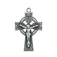 Sterling Silver 1-7/16 inch Celtic Crucifix 24 inch Necklace Chain