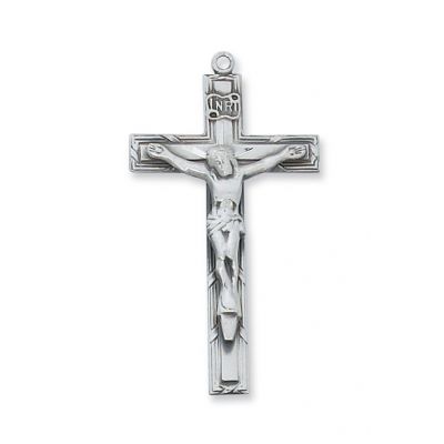 Sterling Silver 1-3//4 inch Crucifix 24 inch Necklace Chain/Box - 735365123940 - L6032