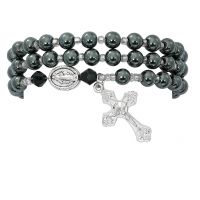 Hematite Twistable Full Rosary Stretch Bracelet