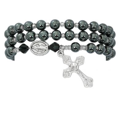 Hematite Twistable Full Rosary Stretch Bracelet - 735365451425 - BR643C