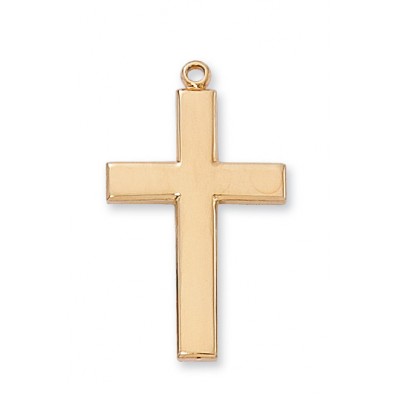 Gold Plated Sterling Silver Cross 24 inch Chain - 735365182916 - J7024