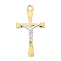 Gold Over Sterling Crucifix On 18" Gold Plated Chain