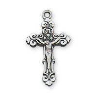 Sterling Silver 3/4 x 3/8 inch Crucifix w/16 inch Necklace Chain