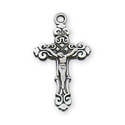 Sterling Silver 3/4 x 3/8 inch Crucifix w/16 inch Necklace Chain - 735365561964 - L9103