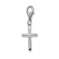Rhodium Finish Crucifix Clipable Charm