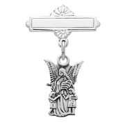 Sterling Silver Guardian Angel Rhodium Plated Baby Pin