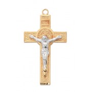 2tone Saint Benedict 18" Chain & Gift Box Necklace