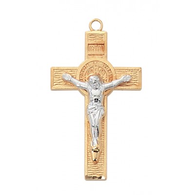 2tone Saint Benedict 18" Chain & Gift Box Necklace - 735365520824 - J9199