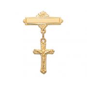 Gold Plated Sterling Silver Crucifix Gold Plated Baby Lapel Pin