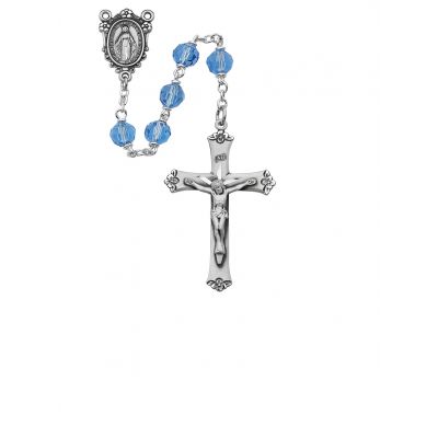 Sterling Silver 7mm Blue Tincut Rosary - 735365072187 - R408LF