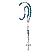 Blue Wood Cord Mirac Rosary -