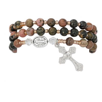 Rhodonite Twistable Full Rosary Stretch Bracelet - 735365451623 - BR645C