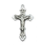 Sterling Silver Crucifix With 18" Rhodium Plated Chain/Gift Box