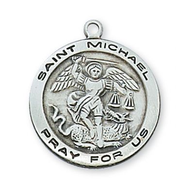 Sterling Silver Saint Michael 24" Chain & Gift Box Necklace - 735365517688 - L515MK-24