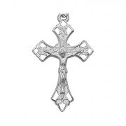 Sterling Silver Crucifix w/24" Rhodium Plated Chain