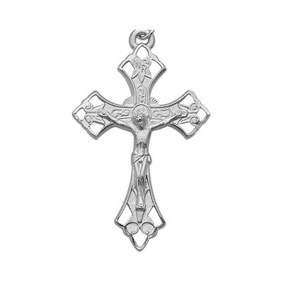 Sterling Silver Crucifix w/24" Rhodium Plated Chain - 735365494651 - L5019