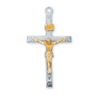 Sterling Silver 1-1/4in. Crucifix 20 inch Necklace Chain & Box