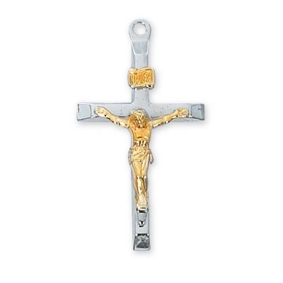 Sterling Silver 1-1/4in. Crucifix 20 inch Necklace Chain & Box - 735365523115 - L9082