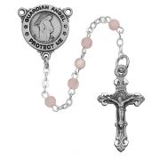 Pink Guardian Angel Rosary w/Pewter Crucifix/Center