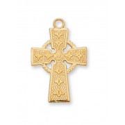 Gold Plated Sterling Silver Celtic Cross 18 inch Necklace Chain