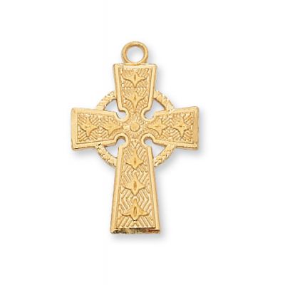 Gold Plated Sterling Silver Celtic Cross 18 inch Necklace Chain - 735365265992 - J8083