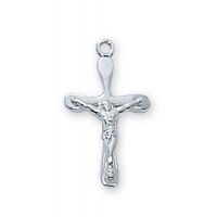 Sterling Silver 3/4 inch Crucifix 13 inch Necklace Chain Box
