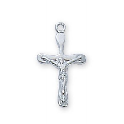 Sterling Silver 3/4 inch Crucifix 13 inch Necklace Chain Box - 735365584734 - L8054BT