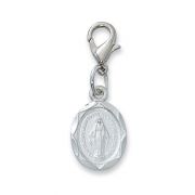 Rhodium Plated Miraculous Medal Clipable Charm