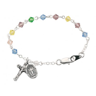 5 1/2 inch Multi Baby Bracelet Silver Crucifix/Miraculous Medal - 735365479535 - BR123