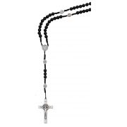 Black Wood Beads Cord St. Benedict Rosary