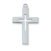 Sterling Silver 1-3/8 inch Cross 24 Necklace Chain & Gift Box