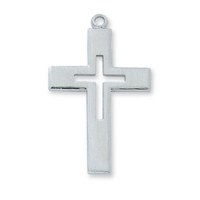 Sterling Silver 1-3/8 inch Cross 24 Necklace Chain & Gift Box - 735365726318 - L8009