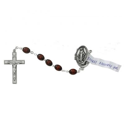 Prayer Petition Locket Rosary/Brown Wood Beads/Pewter Crucifix - 735365494941 - R590DF