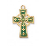 Gold Plated Silver 3/4 inch Celtic Cross 18 inch Chain Necklace