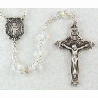 Sterling Silver 6mm Crystal Tin Cut Rosary