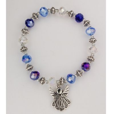 Blue & Crystal Angel Stretch Bracelet- 735365531349 - BR936C