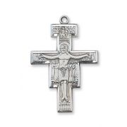 Sterling Silver San Damiano Crucifix 20 Necklace Chain