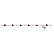 7 1/2 inch Sterling Silver Red/Pearl Holy Spirt Bracelet