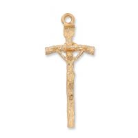 Gold Plated Sterling Silver Papal Crucifix 24 Necklace Chain