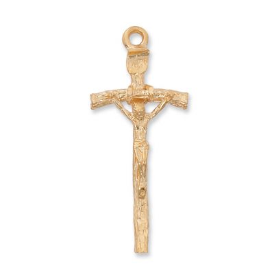 Gold Plated Sterling Silver Papal Crucifix 24 Necklace Chain - 735365244942 - J660