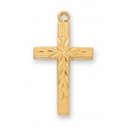 Gold Plated Silver Cross 18 inch Necklace Chain & Deluxe Gift Box