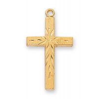 Gold Plated Silver Cross 18 inch Necklace Chain & Deluxe Gift Box